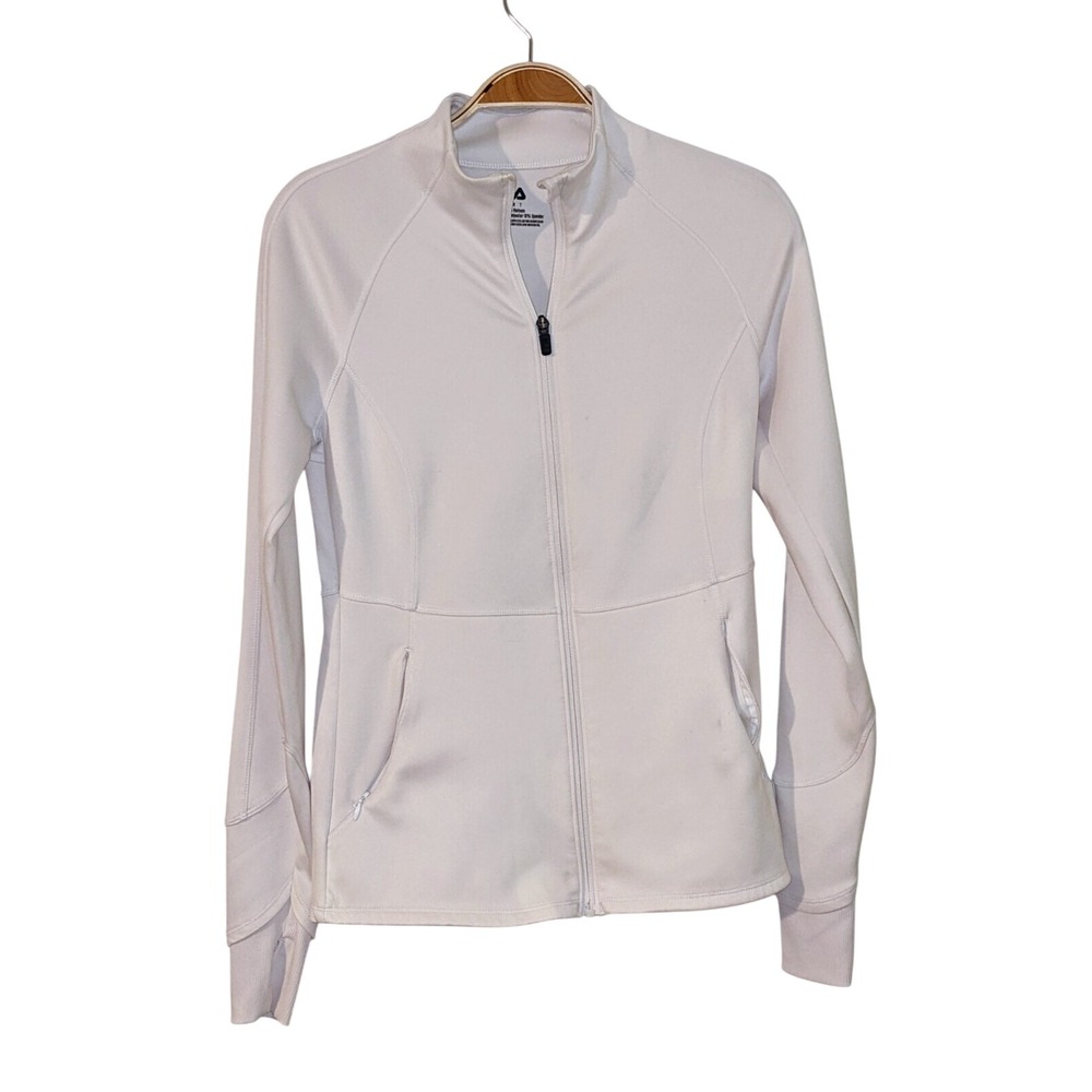FILA Active XS Adult White Full Zip Pockets Running Sport Stretch Logo Women